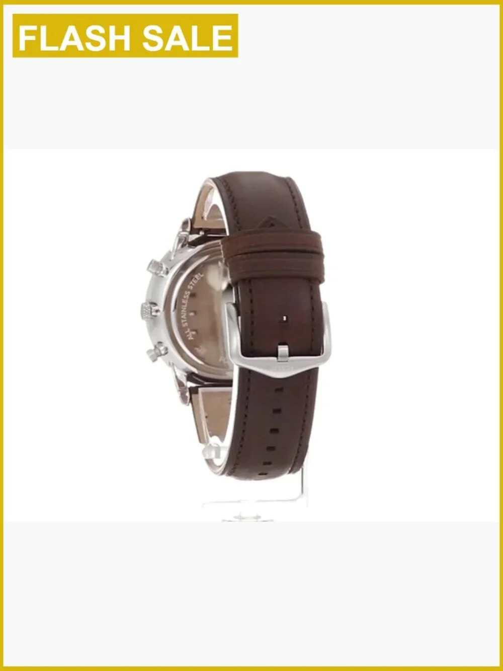 Men's Chronograph Watch Stainless Steel Leather Quartz Analog 44mm
